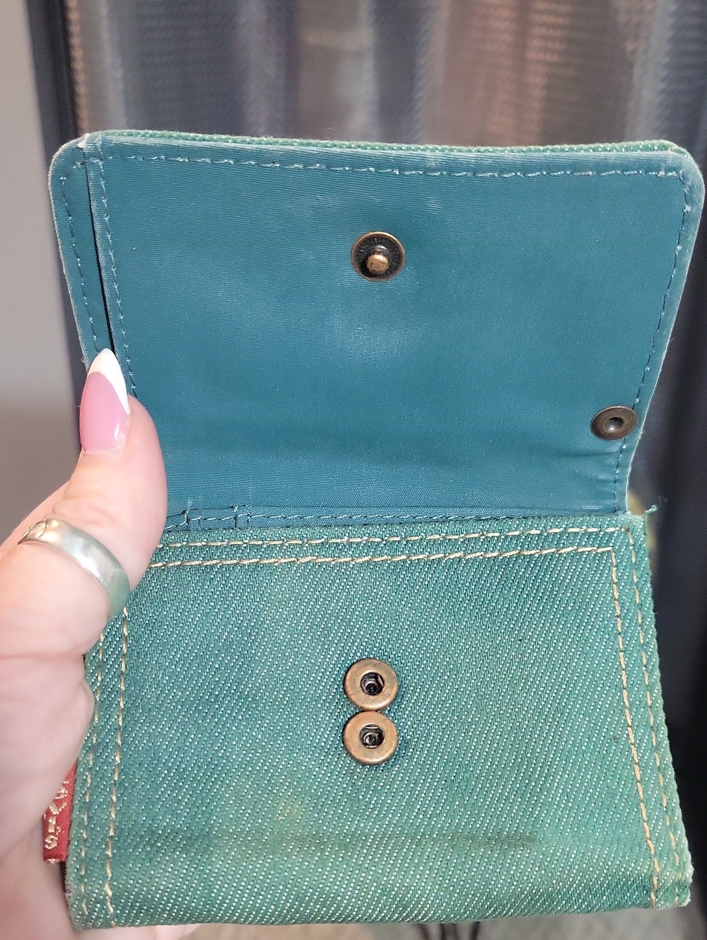 Levi's Teal Denim Wallet with Red Logo Tab - Picture 6 of 6